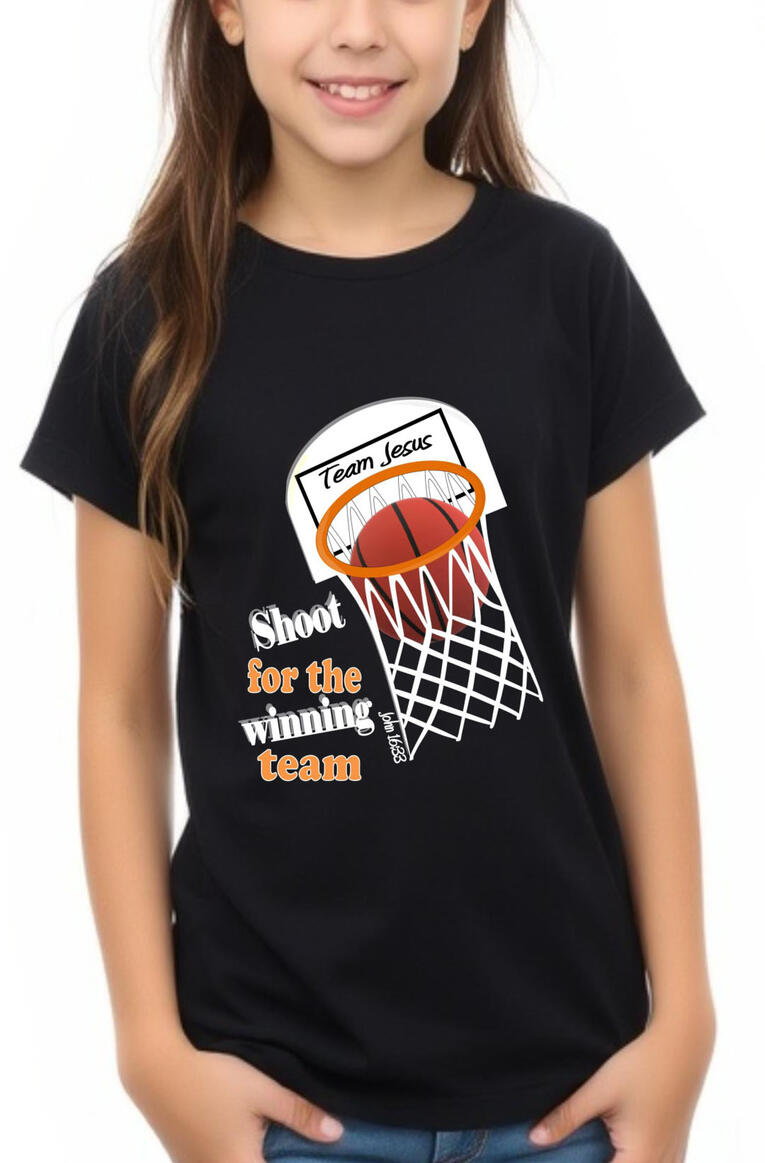 Shoot For The Winning Team, Team Jesus. Featuring a basketball hoop.